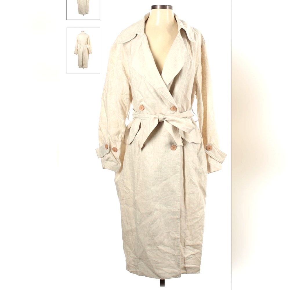 Linen Trench Coat in Cream